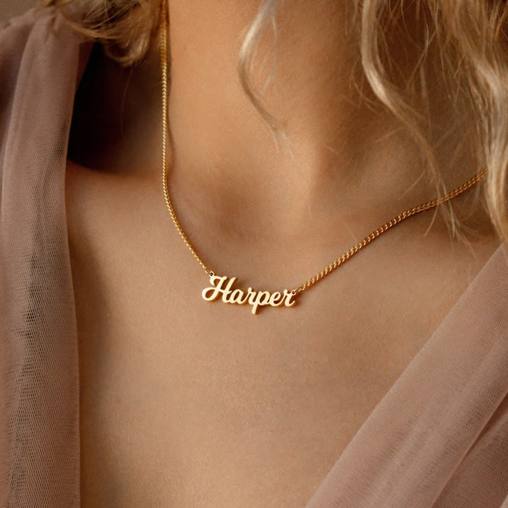 Minimally Gold Plated  Collarbone Chain  Custom Name Necklace