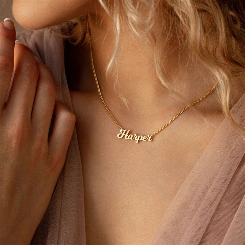 Minimally Gold Plated  Collarbone Chain  Custom Name Necklace